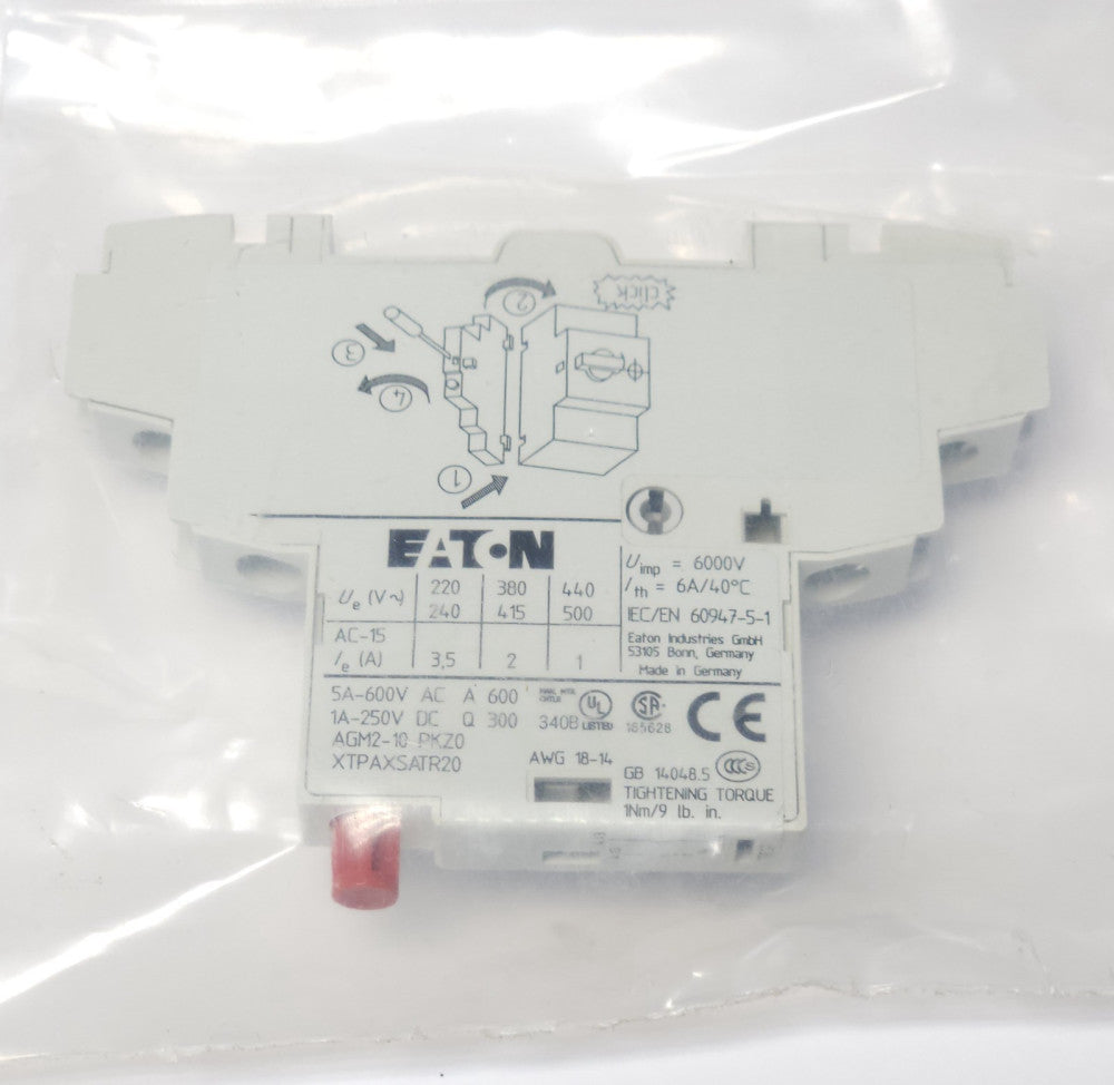 EATON XTPAXSATR20 Auxiliary Switch for Manual Motor Controller Starter 600 VAC