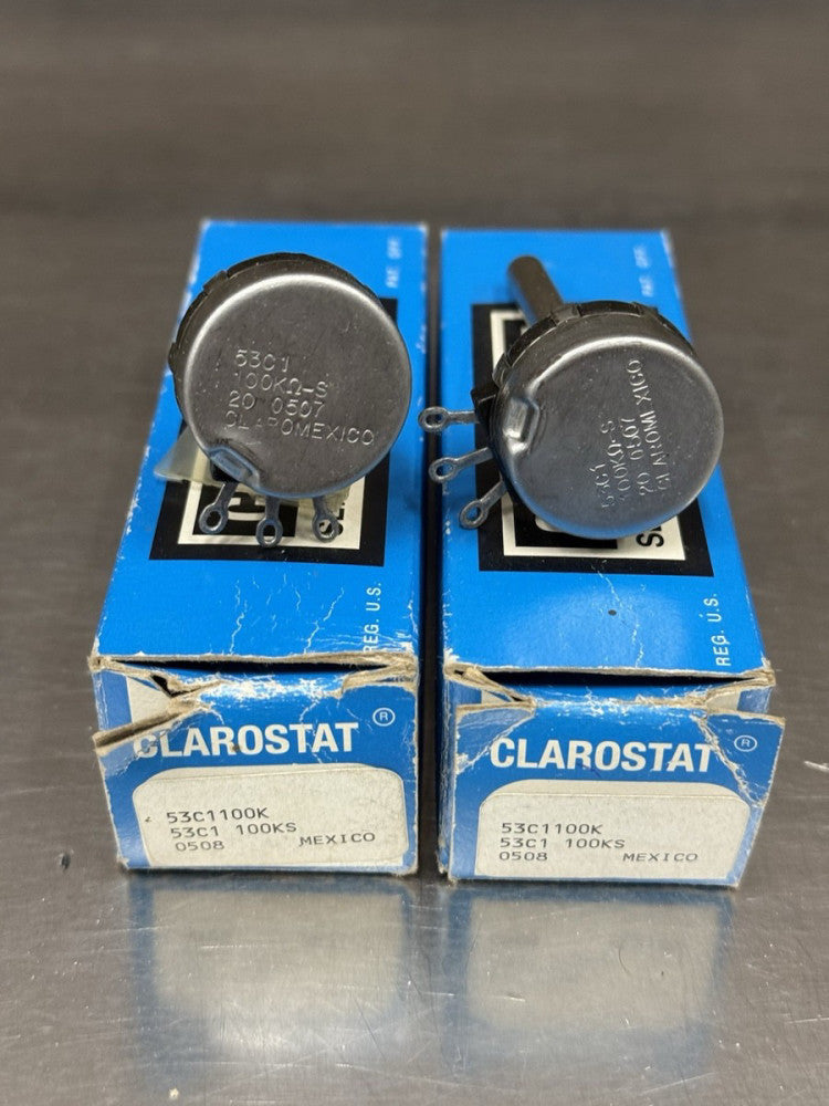 Lot of 2 - Clarostat 53C1100K Potentiometer - Unused 53C1100KS - 100k ohm