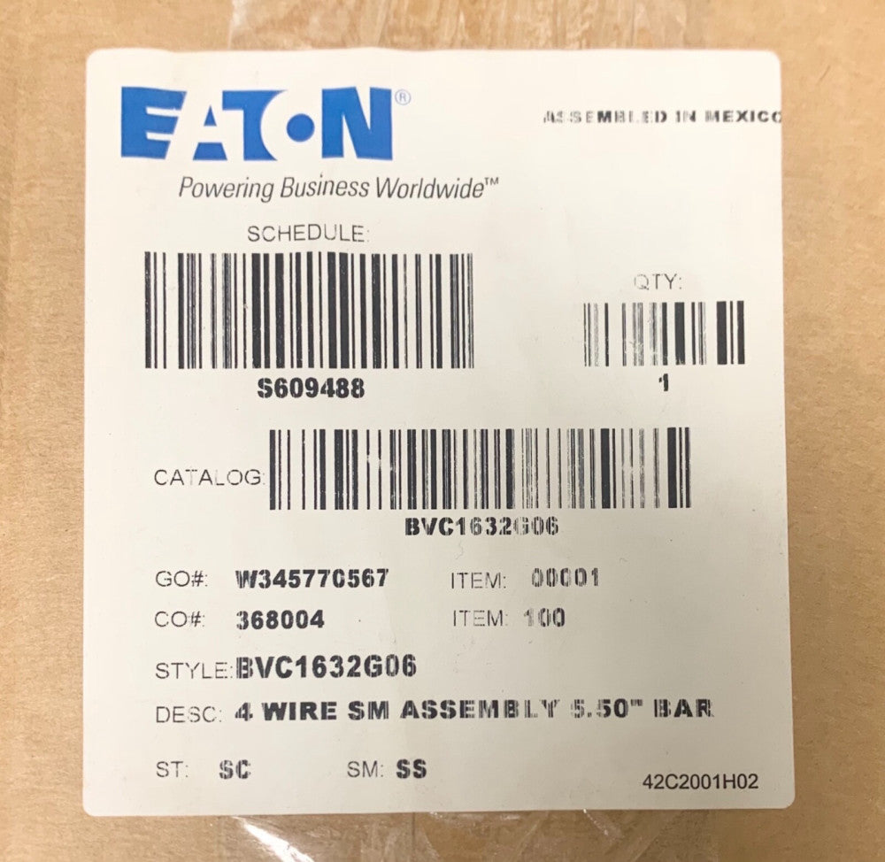 EATON CUTLER HAMMER BVC1632G06 4 Wire SM Assembly W345770567 368004 S609488