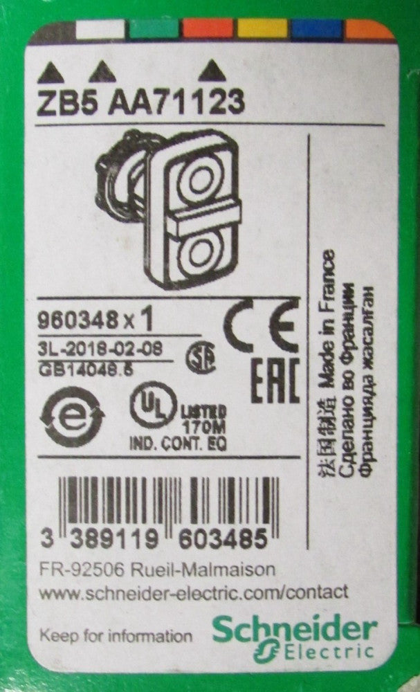 SCHNEIDER ELECTRIC ZB5 AA71123 White Left Black Right Center Stop Dbl PushButton