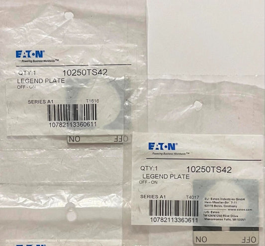 (LOT OF 2) EATON CUTLER HAMMER 10250TS42 OFF ON Legend Plate Series A1