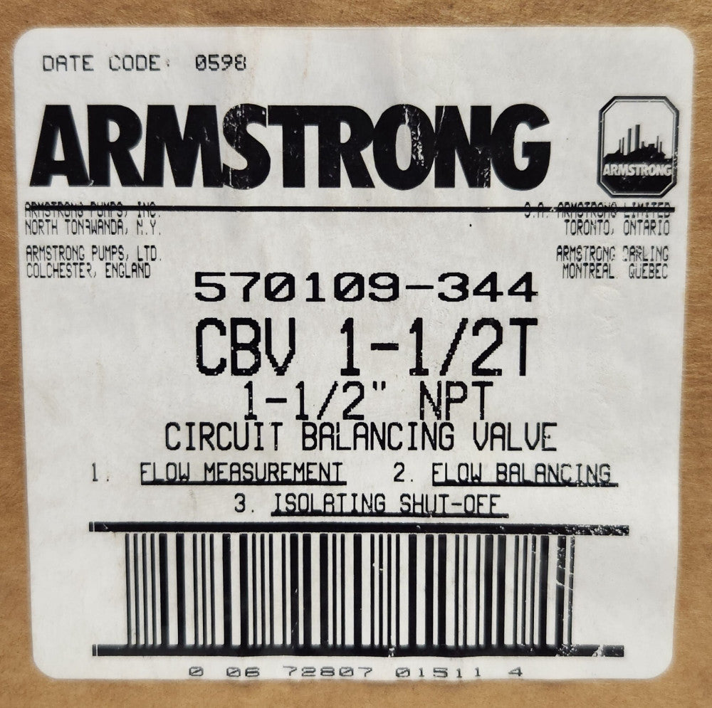 ARMSTRONG 570109 344 CBV 1-1/2T NPT Circuit Balancing Valve