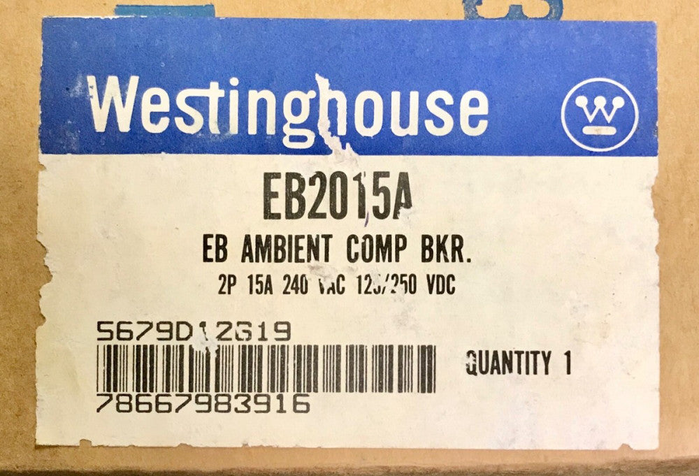 WESTINGHOUSE EB2015A 2 Pole 15AMP Type EB Ambient Compensated Circuit Breaker