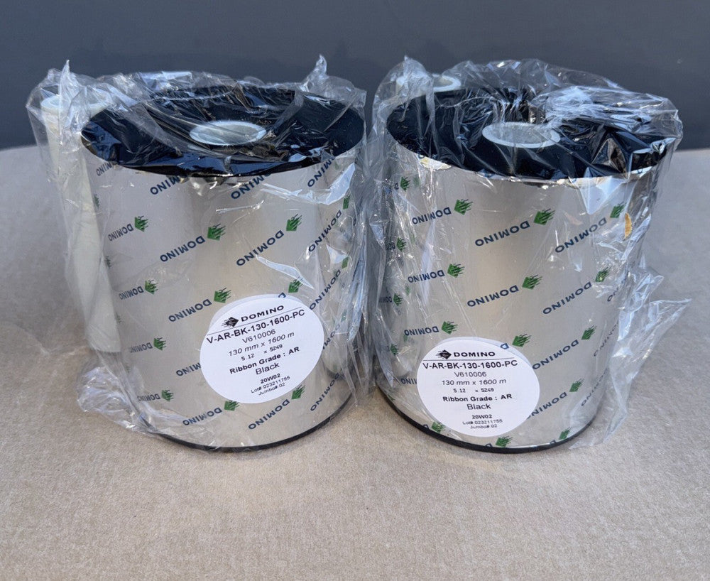 Lot Of 2 Domino V-AR-BK-130-1600-PC Transfer Ribbon AR Black 130mm X 1600m *New