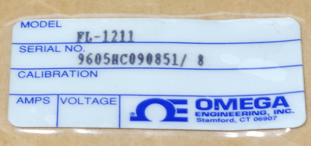 OMEGA MODEL FL-1211 200 PSIG Fluid Control PURG ROTAMETER Valve