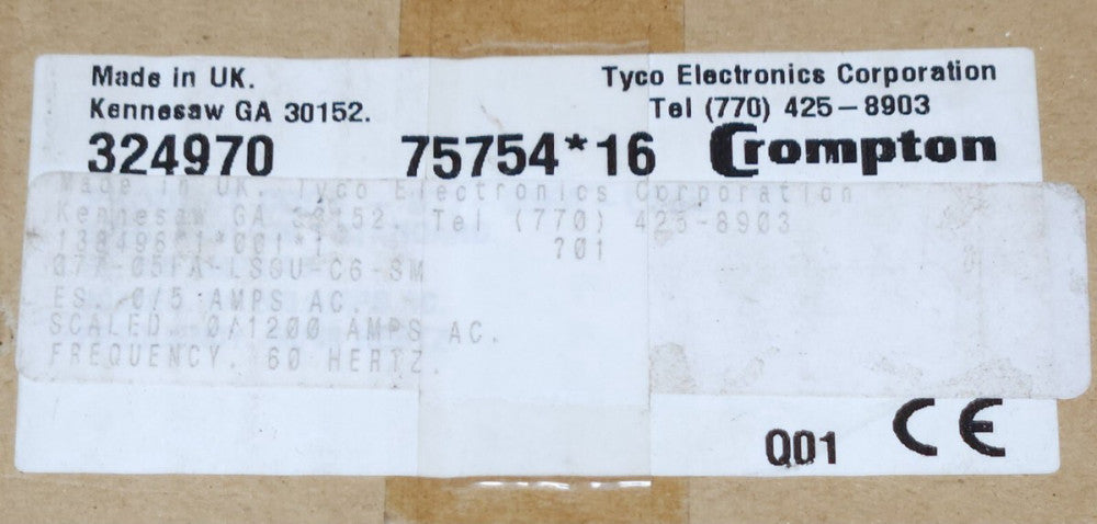 CUTLER HAMMER CROMPTON TYCO 324970 077 05FA LSSU C6 SM 0-1200 AMPERES AMP Meter