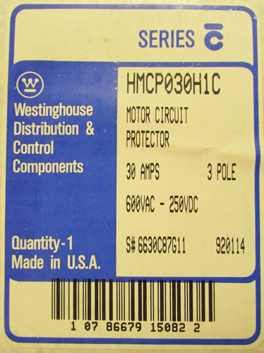 WESTINGHOUSE HMCP Motor Circuit Protector 30 AMPS 3 POLE HMCP0301HC