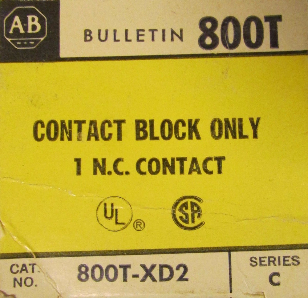 ALLEN BRADLEY  800T XD2 Contact Block 1 NC 800T-XD2