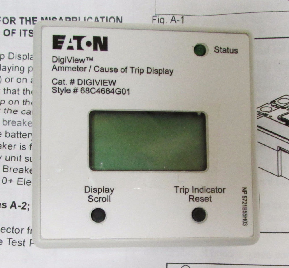 EATON CUTLER HAMMER DIGIVIEW Cause of Trip Digi View Ammeter 68C4684G01