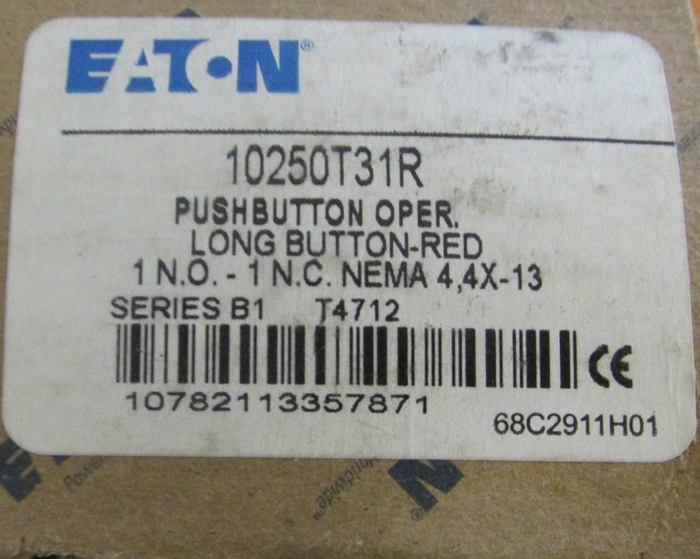 EATON CUTLER HAMMER 10250T31R Extended Red Push Button 1 NO 1 NC Contact Block 