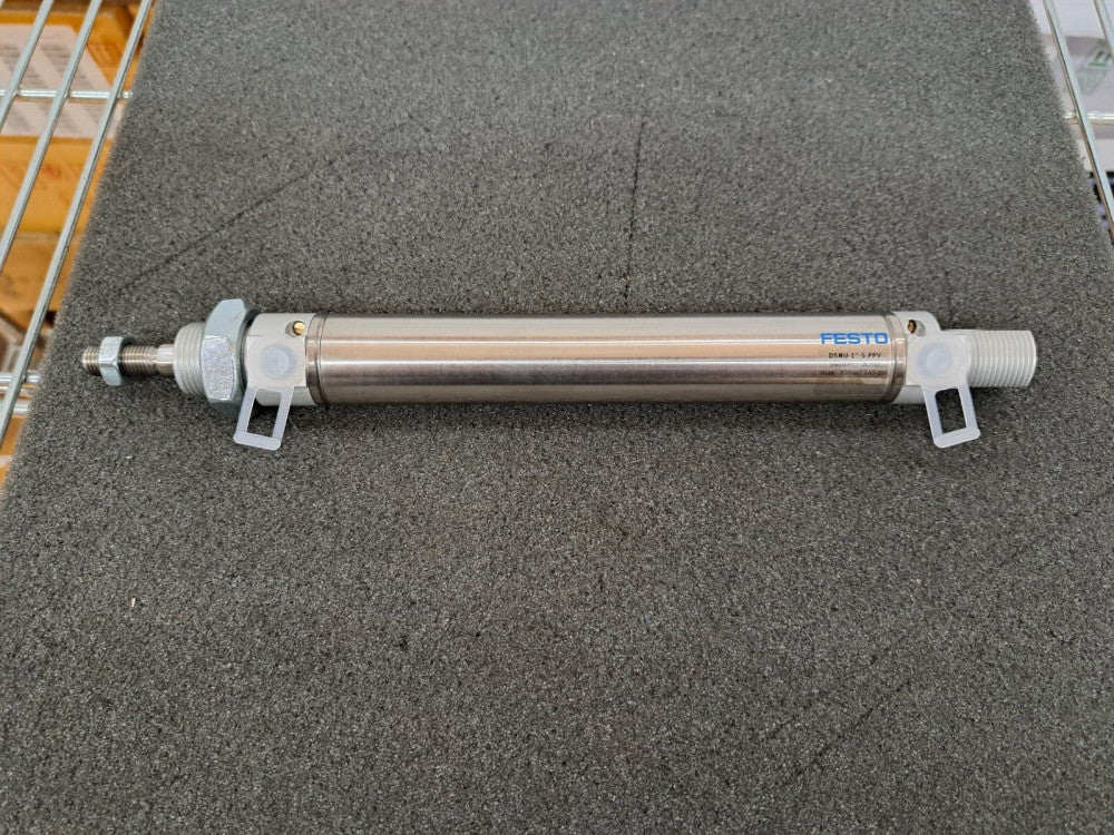 New, Festo, DSNU-1-5-PPV, ROUND CYLINDER NOP, 145PSI NSNP, DOUBLE ACTING