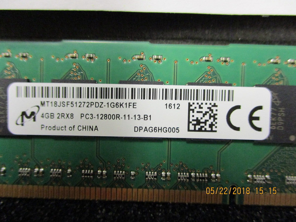 MT18JSF51272PDZ-1G6K1FE Micron Tech 4GB PC3L-12800R DDR3-1600 REG EC Clean Pull!