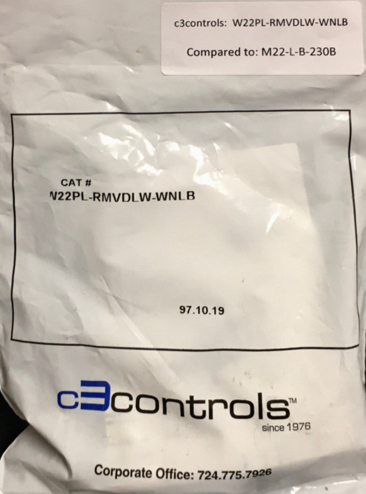 C3CONTROLS W22PL RMVDLW WNLB 20-277V PC DC Blue Indications Light