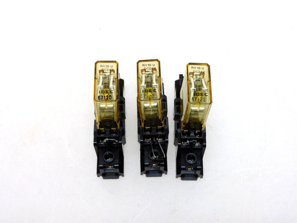 LOT OF 3 IDEC RH1B-U CONTROL RELAY 24VDC W/ SH1B-05C BASE 10A 300V