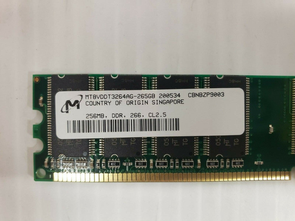 New, open box, Micron Technology, MT8VDDT3264AG-265 Mem Module, 256MB, DDR, 266
