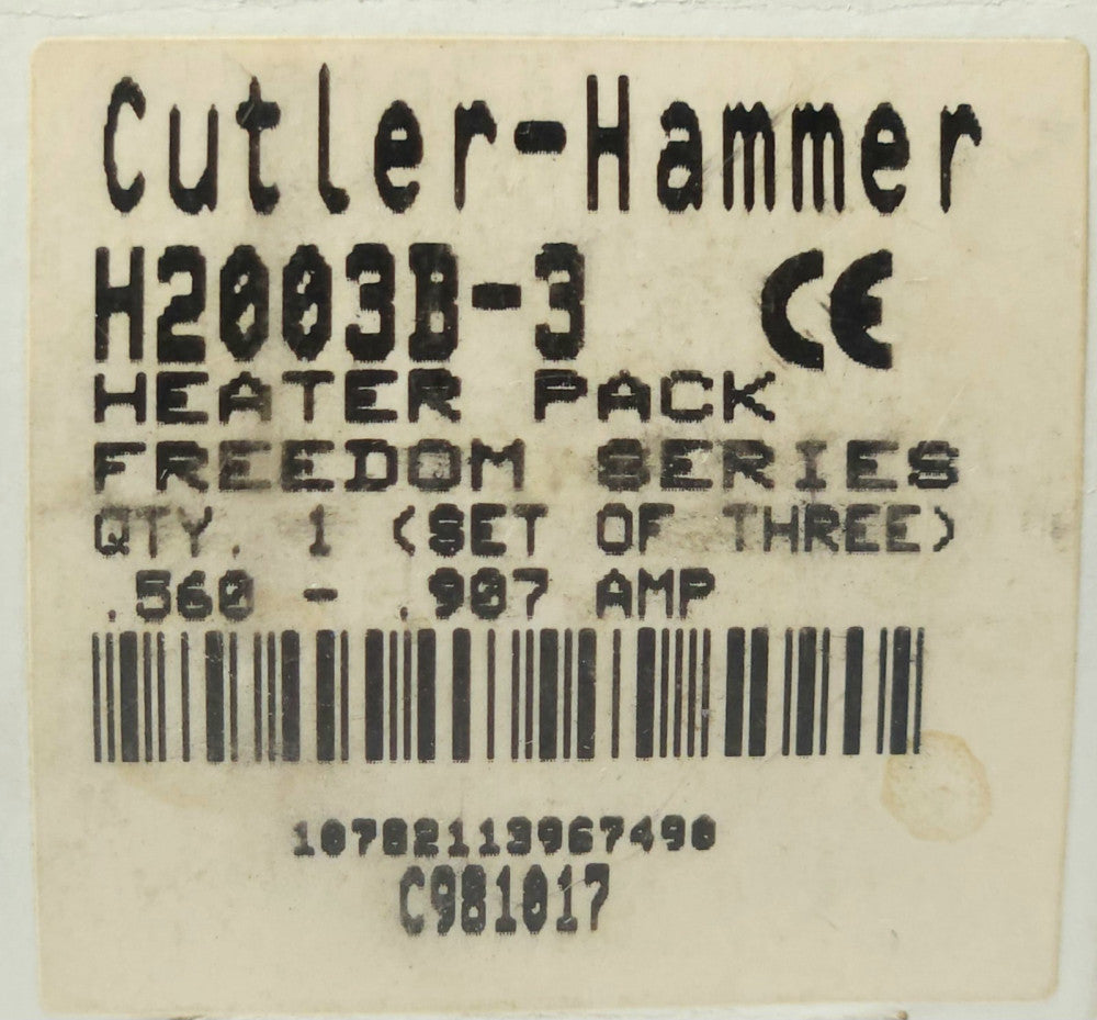 EATON CUTLER HAMMER H2003B-3 Freedom Series Heater PACK H2003B 3 .560-.907 AMP
