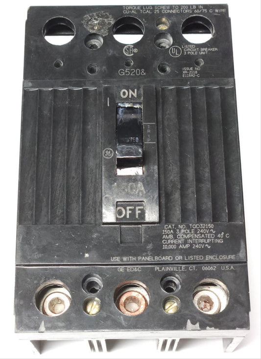 GENERAL ELECTRIC TQD32150 3 Pole 150 AMP 240 VAC Type TQD Circuit Breaker