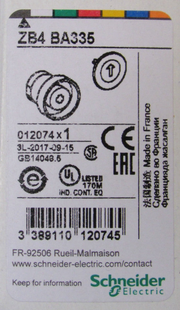 SCHNEIDER ELECTRIC ZB4 BA335 Black Down Arrow Push Button Operator