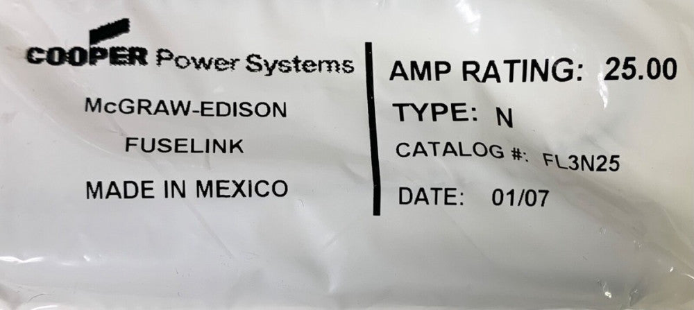 COOPER McGraw Edison FL3N25 25 AMP Type N Fuse Link 