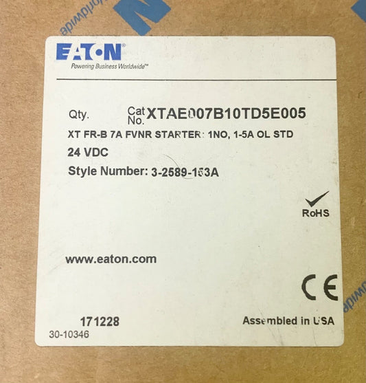 EATON XTAE007B10TD5E005 XT FR-B 7 AMP 24 VAC FVNK Starter 1-5 AMP Overload 