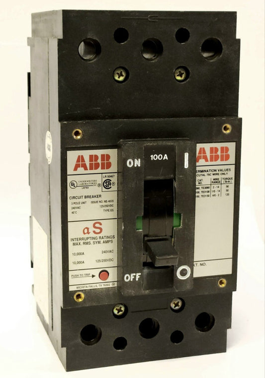 ABB UXAB 727131 R 123 100 AMP 240 VAC 3 Pole Circuit Breaker 10 kaic