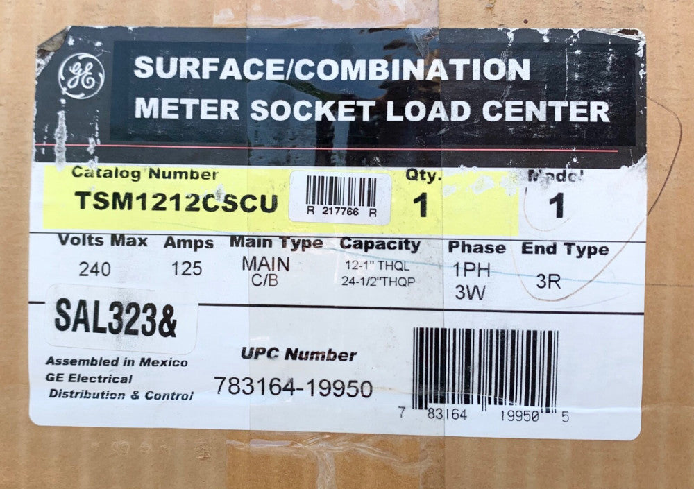 GE General Eletric TSM1212CSCU 125 AMP Meter Socket Load Center Nema Type 3R 240