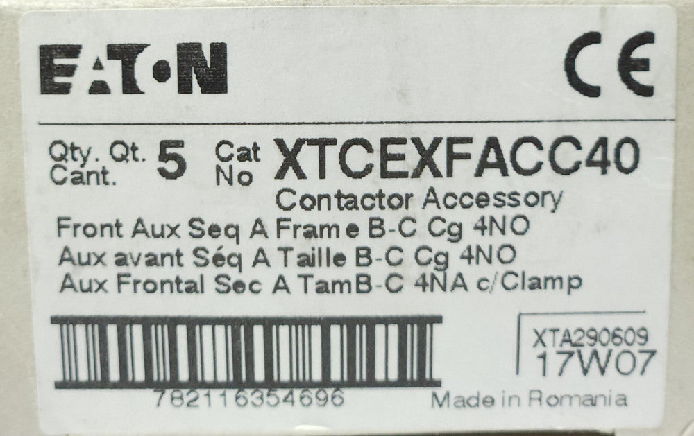 BOX OF 5 EATON XTCEXFACC40 Front  Mount Auxiliary Contact 4 NO DILA XHIC40