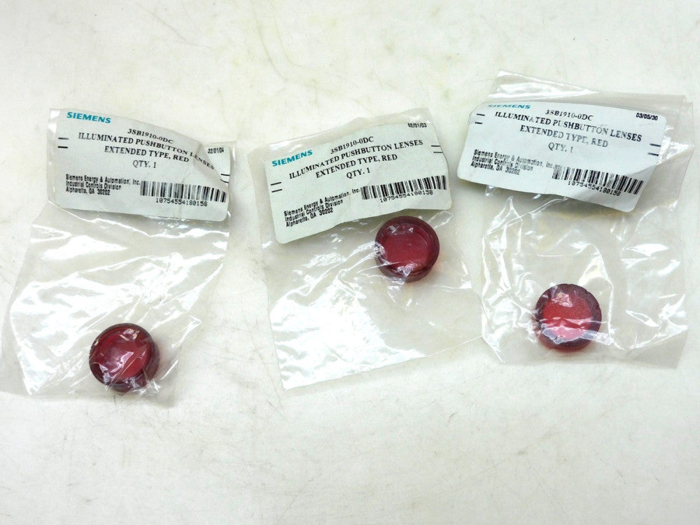 Siemens 3SB1910-0DC Illuminated Pushbutton Lens Lot of 3