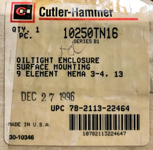 EATON CUTLER HAMMER 10250TN16 Nema 3-4 +13 9 Element 7 Unit Pushbutton Station