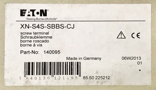 EATON MOELLER XN S4S SBBS CJ Screw Terminal Block 140095 XION