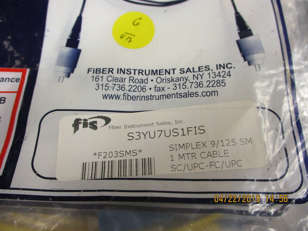 F203SMS FIBER INSTRUMENT SIMPLEX 9/125 SM 1MTR CABLE SC/UPC- BRAND NEW! LOT OF 3