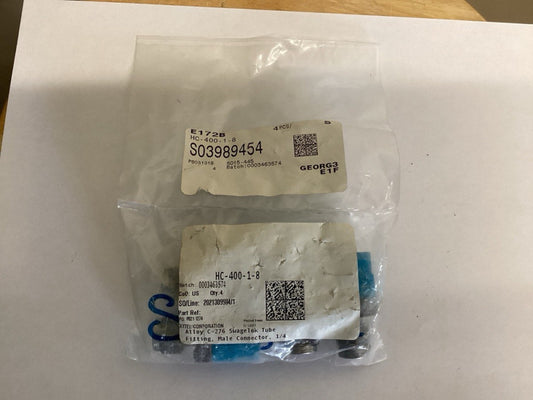 Alloy C-276 Swagelok HC-400-1-8 Male Connector. Lot of 4 fittings