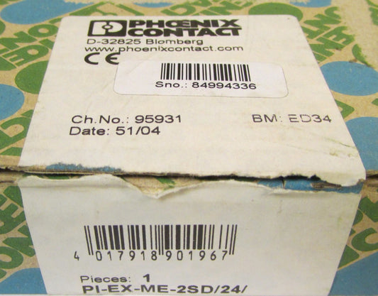 PHOENIX CONTACT PI EX ME 2SD 24  Solenoid Driver Control Module  PI-EX-ME-2SD/24