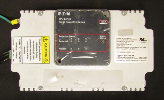 EATON CUTLER HAMMER SPD1201180D2C 480V 120KA SPD Series Surge Protective Device