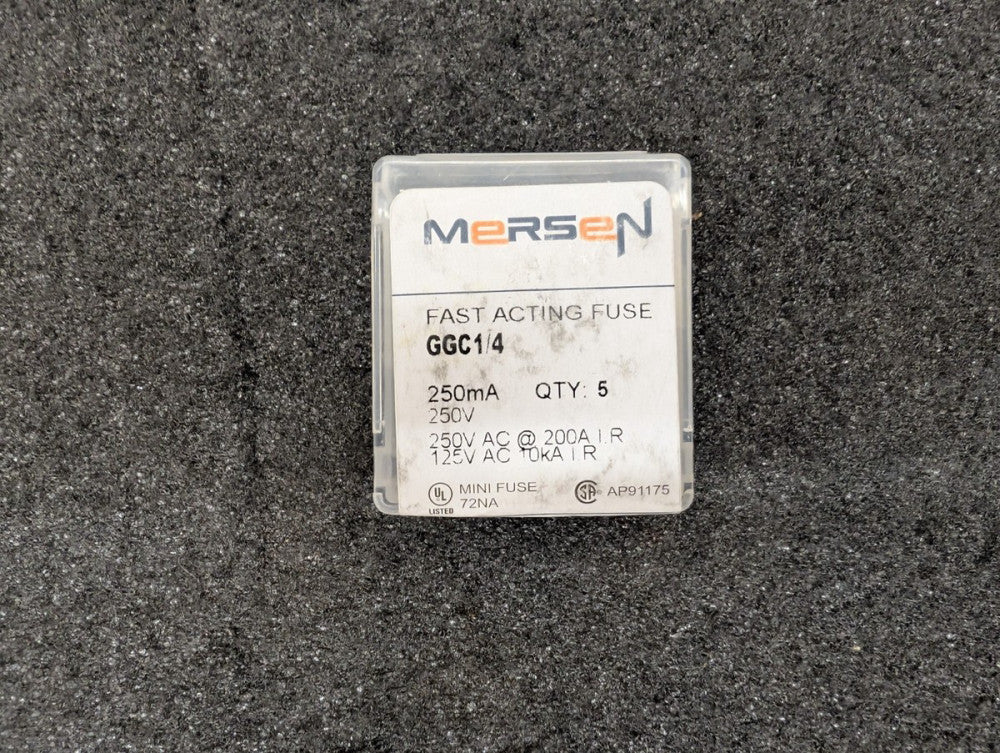 New, Mersen, GGC1/4, Fast Acting Mini Fuse Glass Body 10 Amp 250V - Lot of 5pcs