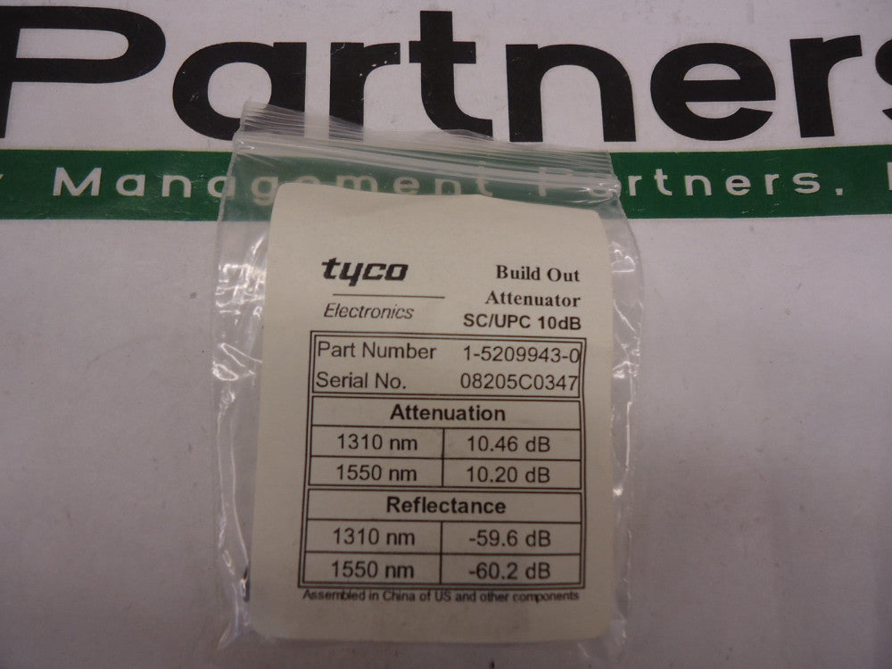 1-5209943-0, Tyco, Attenuator F/Optic SM SC 10D8, BRAND NEW!