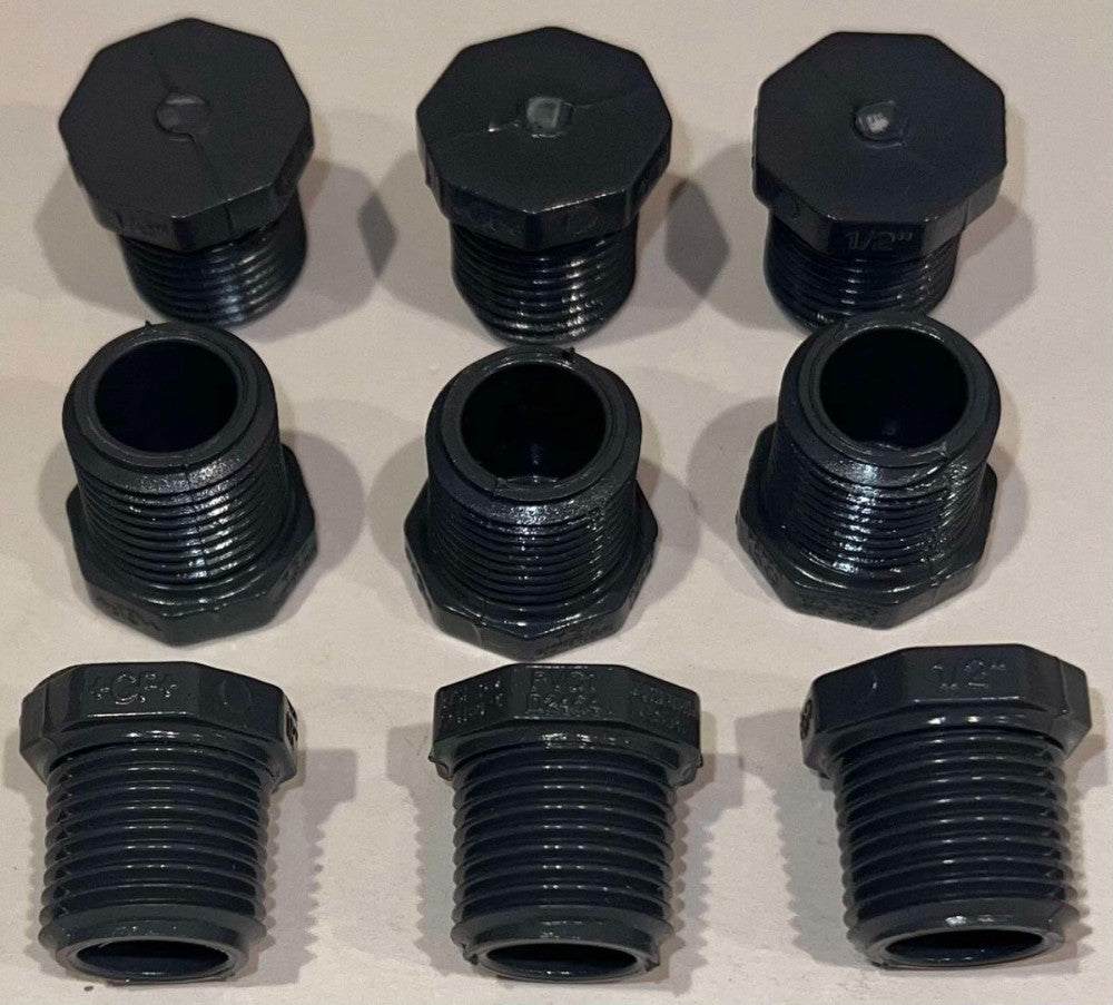 (LOT OF 9) GEORGE FISHER + GF + NSF PW SCH80 PVC1 D2464 Threaded Plug 1/2"