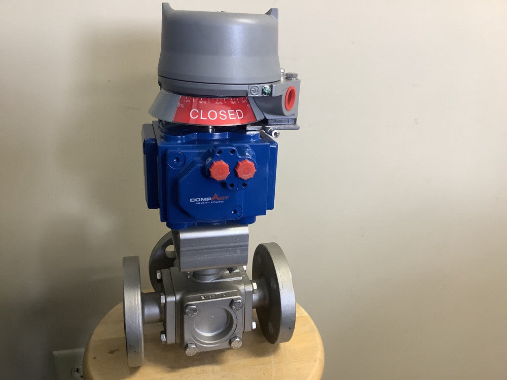Habonim CompAct Actuator C25 DA IMP With 3 Way 1” SS Flange Valve