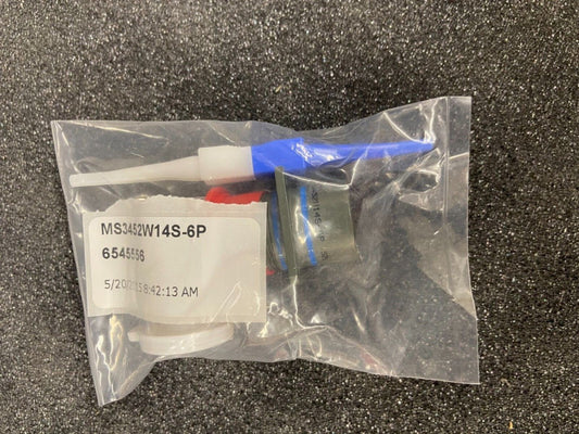 New, Amphenol, MS3452W14S-6P, CONN RCPT MALE 6POS GOLD CRIMP