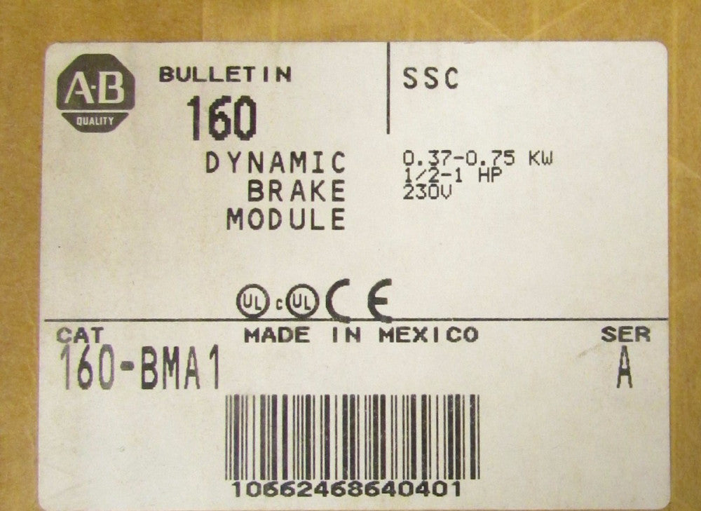 ALLEN BRADLEY 160-BMA1 .37-.75 KW Dynamic Brake Module SSC 160 BMA1