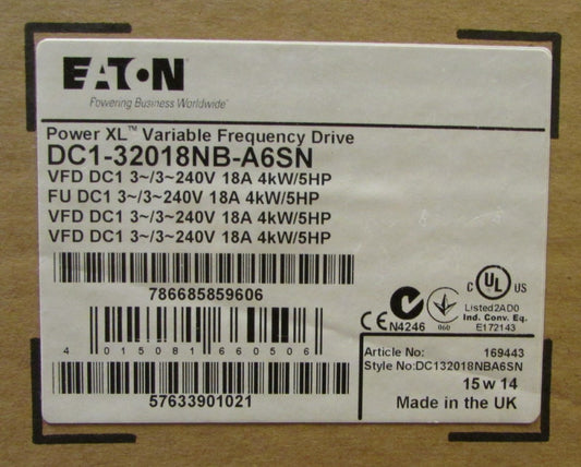 EATON DC1 32018NB A6SN 5HP 240V Power XL DC1 VFD Variable Frequency Drive
