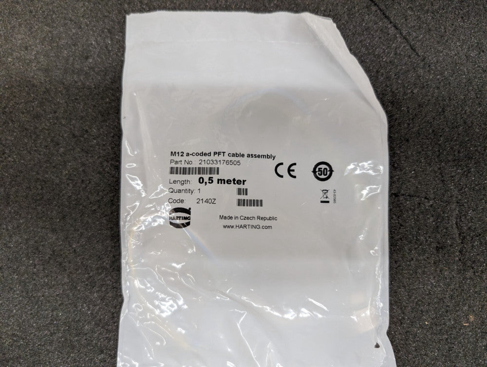 New, Harting, 21033176505, CBL CIRC 5POS FEM TO WIRE 1.64' - Lot of 2pcs