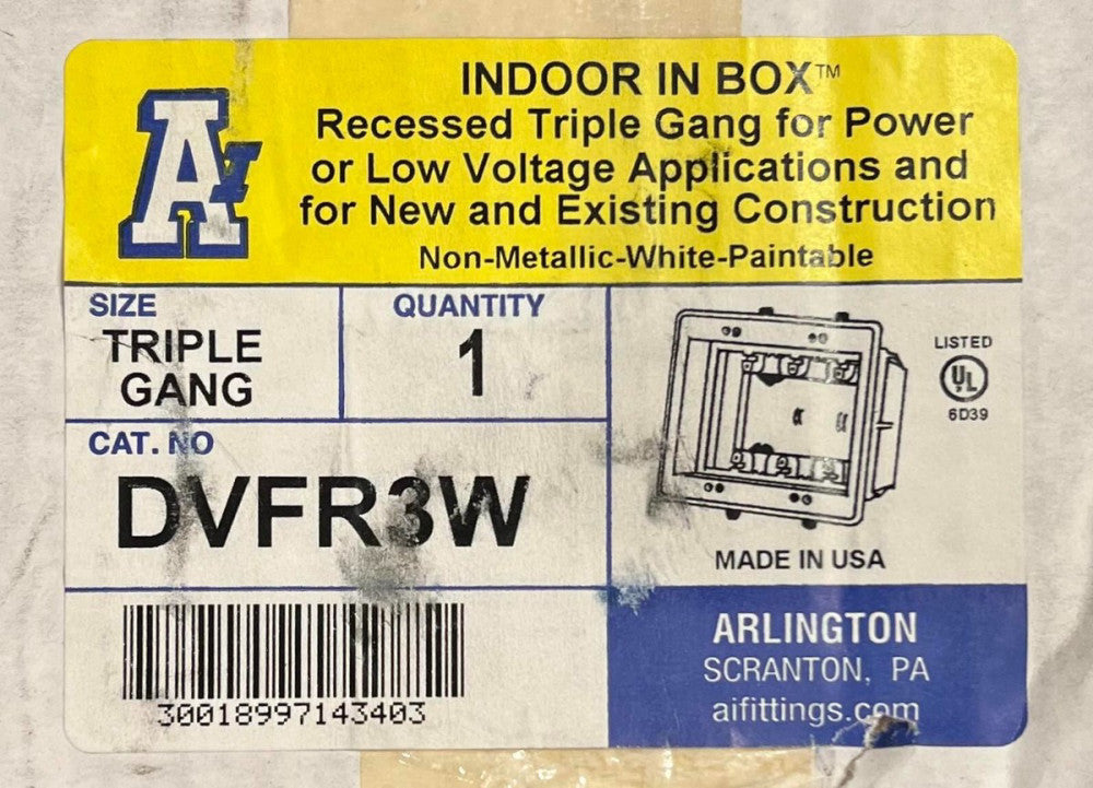ARLINGTON DVFR3W Recessed Triple Gang Enclosure White