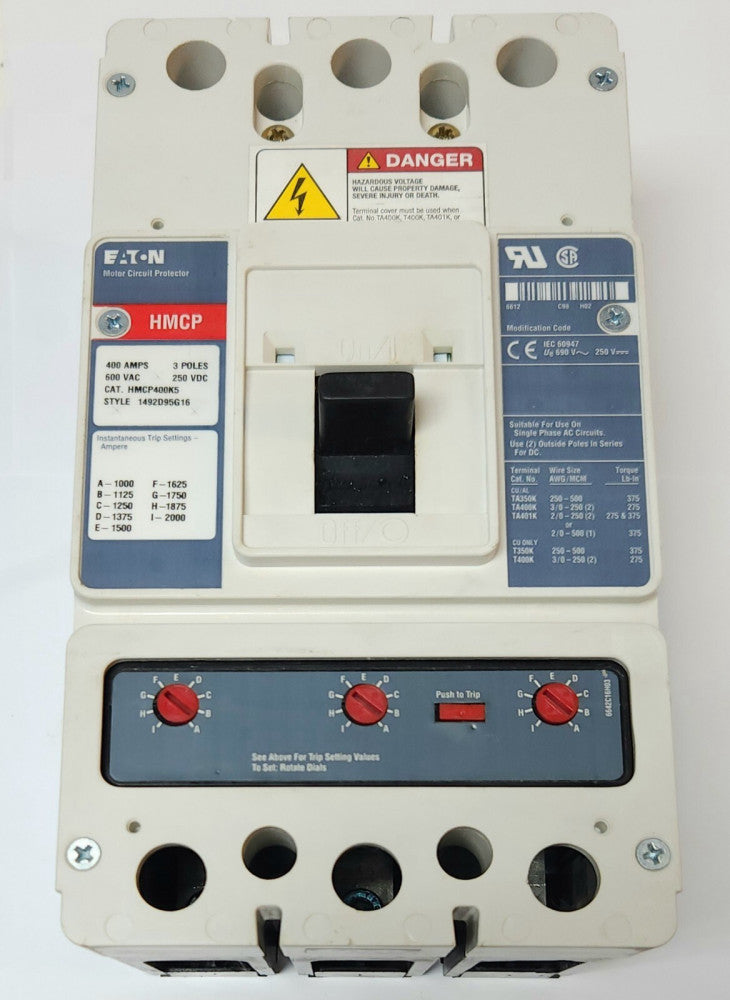 EATON CUTLER HAMMER HMCP400K5 400 AMP Type HMCP Motor Circuit Protector 1000