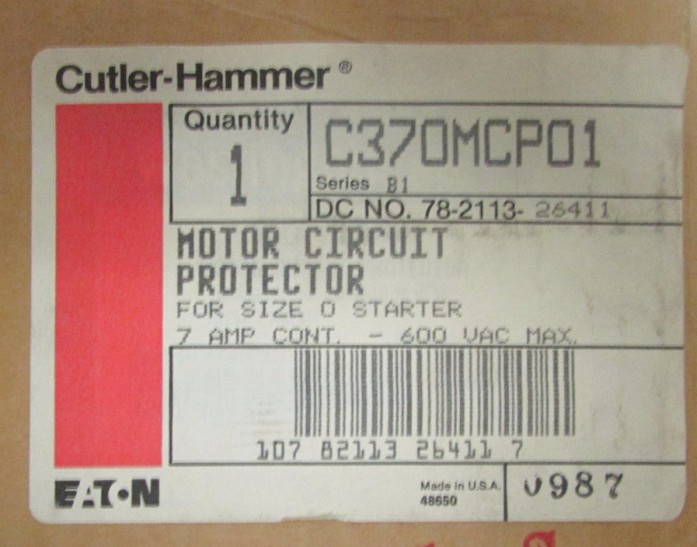 CUTLER HAMMER C370MCP01 WESTINGHOUSE MCP0358R 7 Amp Motor Circuit Protector 