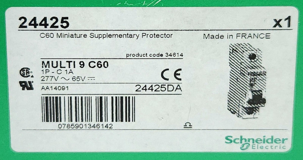 SCHNEIDER ELECTRIC 24425 Multi 9 C60 Single Pole 1 AMP Miniature Circuit Breaker