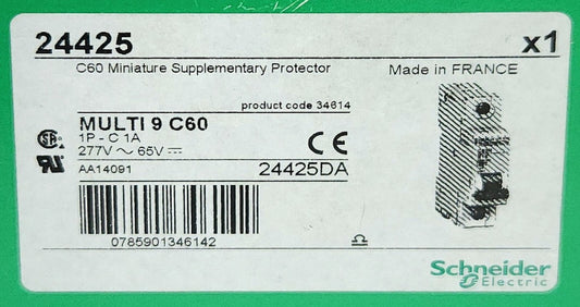 SCHNEIDER ELECTRIC 24425 Multi 9 C60 Single Pole 1 AMP Miniature Circuit Breaker