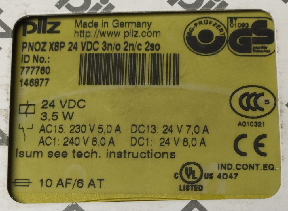 PILZ PNOZ X8P 24 VDC 3 NO 2 NC 2 SO Safety Relay Module PNOZ-X8P