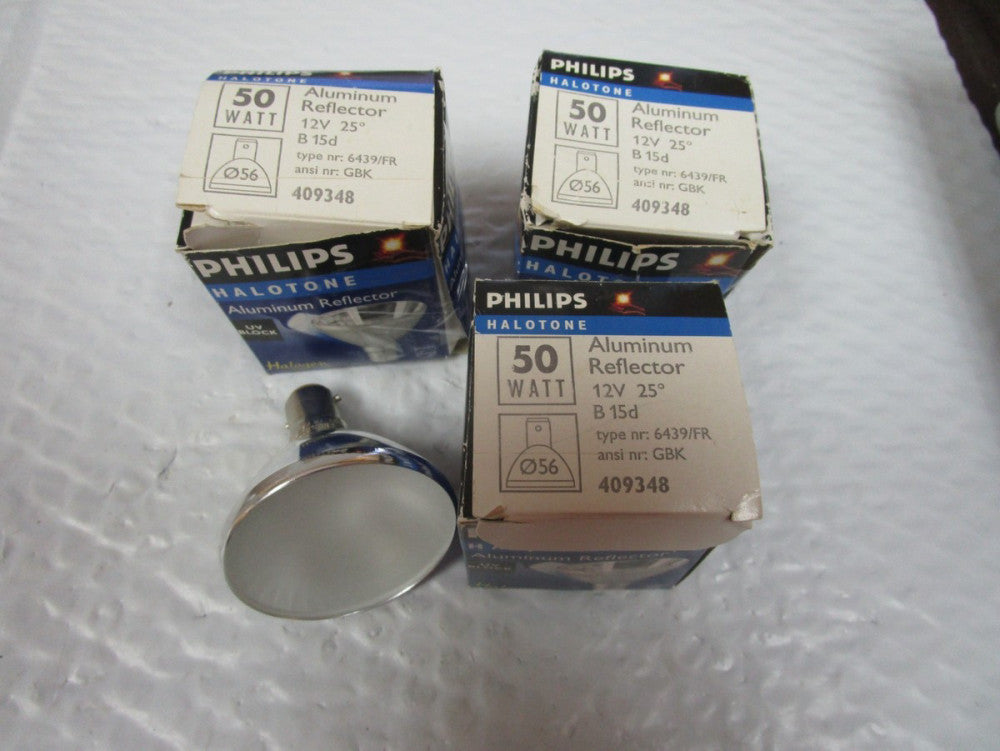 NEW LOT OF 3 PHILIPS HALOGEN ALUMINUM REFLECTOR 6439 FR 25° 50W WATT 12V VOLT