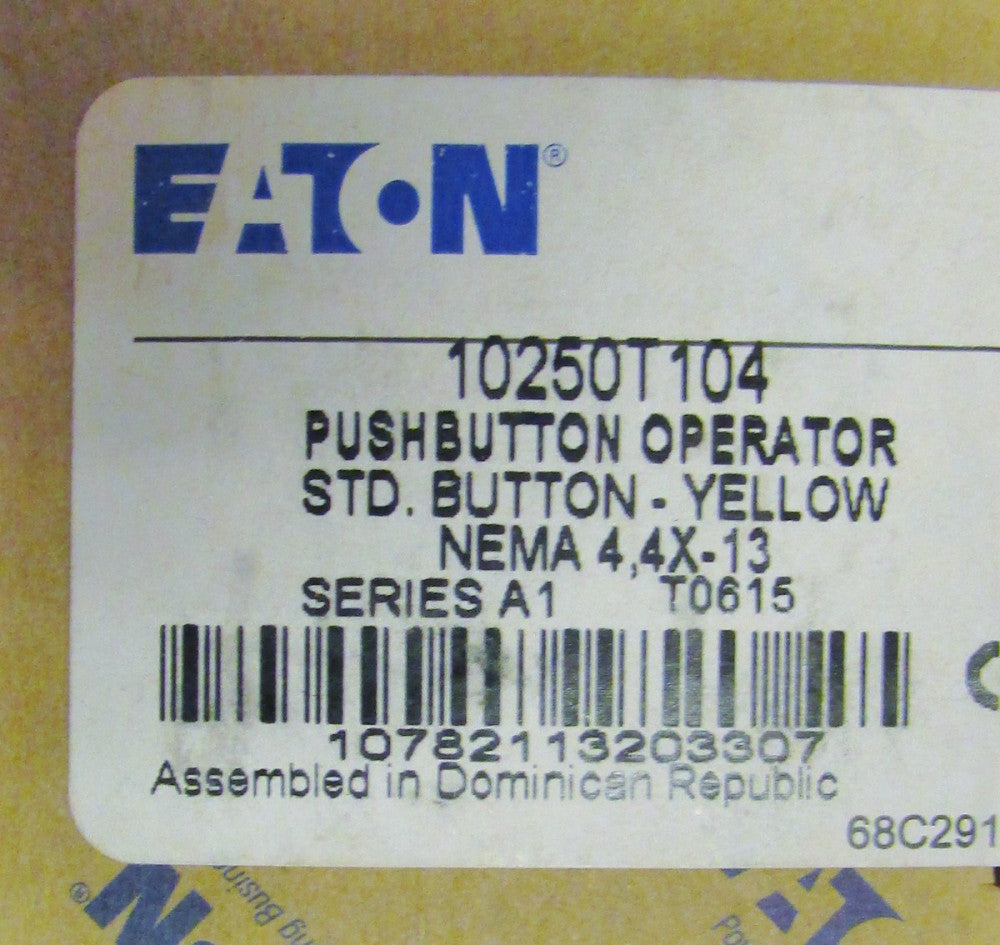 EATON CUTLER HAMMER 10250T104 Yellow Flush Head Push Button Operator